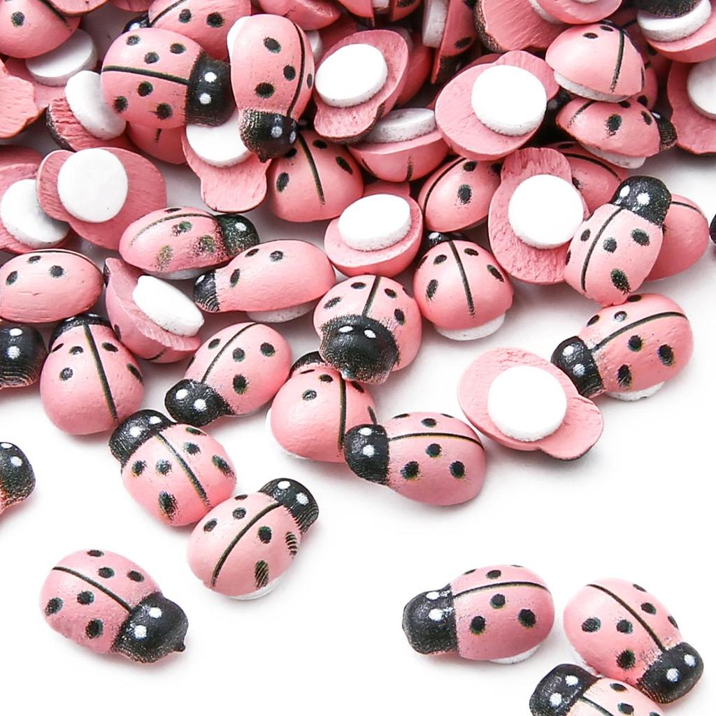 50Pcs Cute Beatles Wooden Ladybird Wall Sticker Children Kids Painted DIY Craft Wedding Home Party Holiday Decorationn CLE