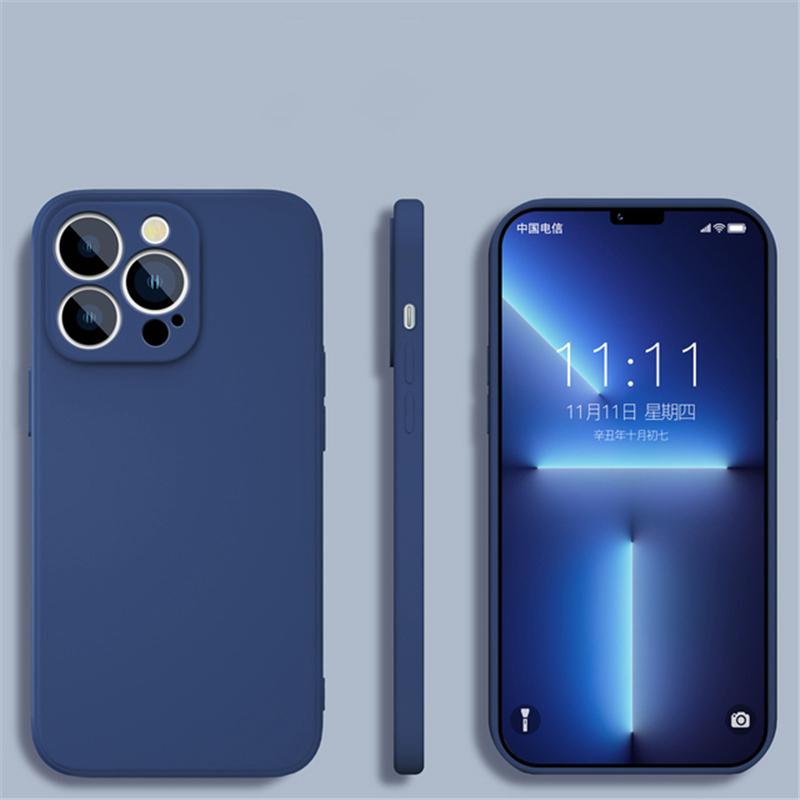 Skin Feel Liquid Silicone Case For iPhone 14 13 12 11 Pro Max X XR XS Max 8 7 6 Plus Shockproof Square Bumper Soft Back Cover