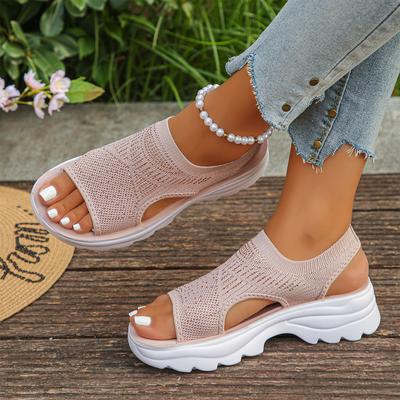 Sandali Casual da Donna Moda Colore Unico Rete Traspirante Suola Spessa Ammortizzazione Sandali Sportivi da Spiaggia Scarpe a T-Strap 2026