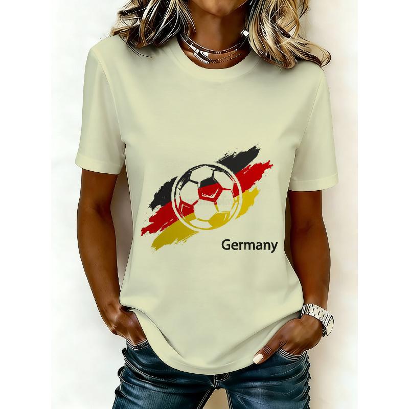 2026 Casual Women's Short-Sleeve T-Shirt with USA-Canada-Mexico World Cup Football Match Print