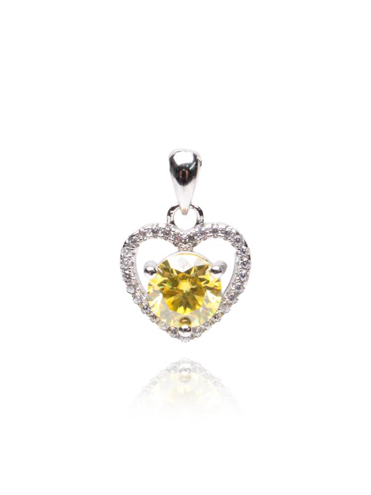 Bien Vetu Yellow Moissanite Pendant 1 Carat Heart Pavé 421