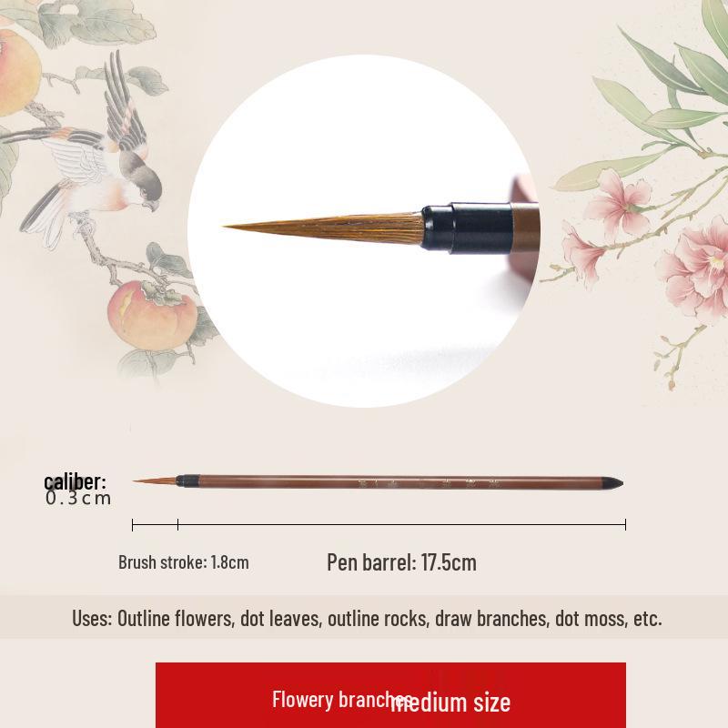 Wolf Hair Gongbi Outline Brush Set for Chinese Painting and Calligraphy - Flower & Bird Detailing Pen