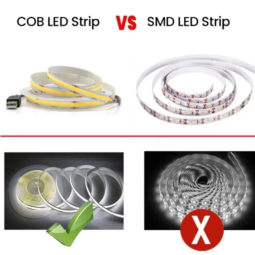 DC5V 320Leds/M USB COB Strip Room Decoration Cabinet Light Lamp TV Backlight Flexible Ribbon Rope LED Strip Warm Neutral Light