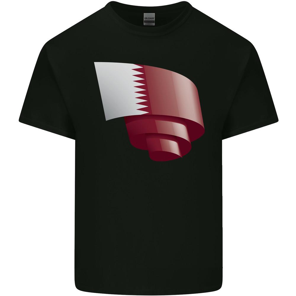 Curled Qatar Flag Qatari Day Football Mens Light Cotton T-Shirt Unisex T-Shirt XXXL