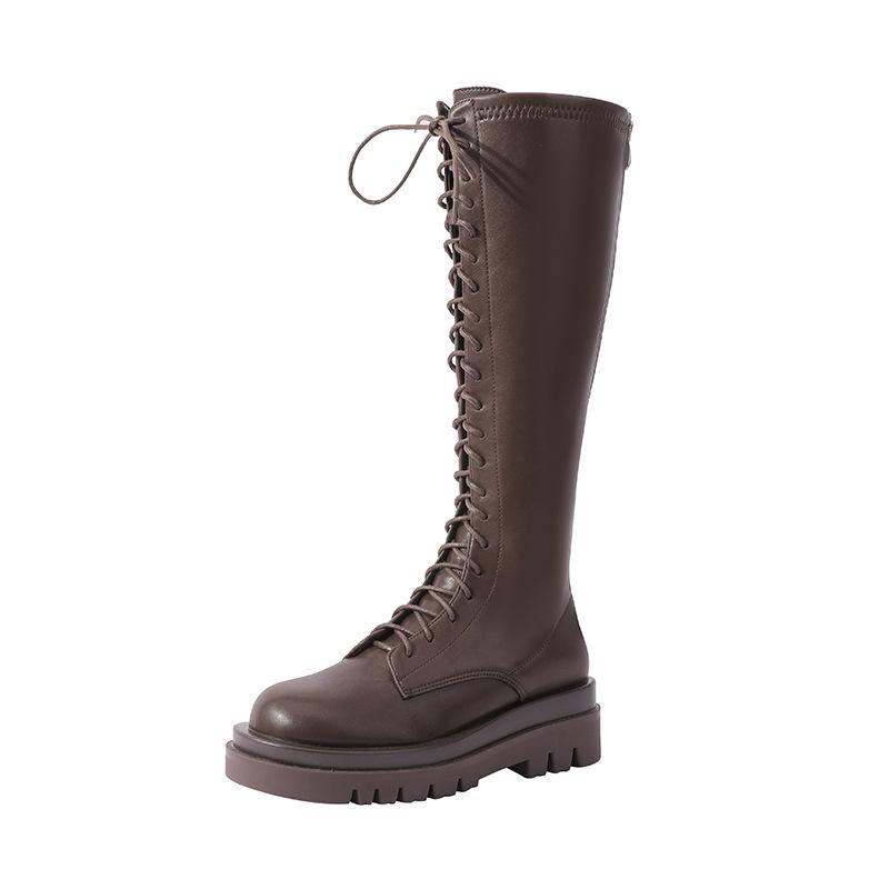 Winter New Thick-soled Knight Boots Muffin Bottom Thin Belt Temperament Long Boots Slim High Boots