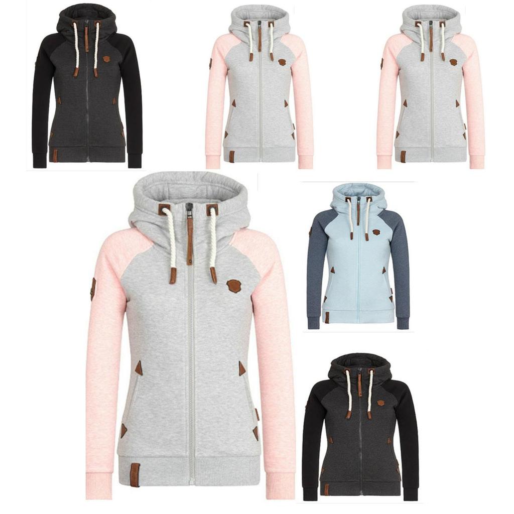 Luxurious Womens Fashion Zipper Sweater Hooded Cardigan Casual Hoodies Jacket Coat Tops