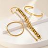 Vintage Stainless Steel Chain Cubic Zircon Bracelet, Delicate 18K Gold Plated Open Bangle, Fashion Waterproof Jewelry for Women