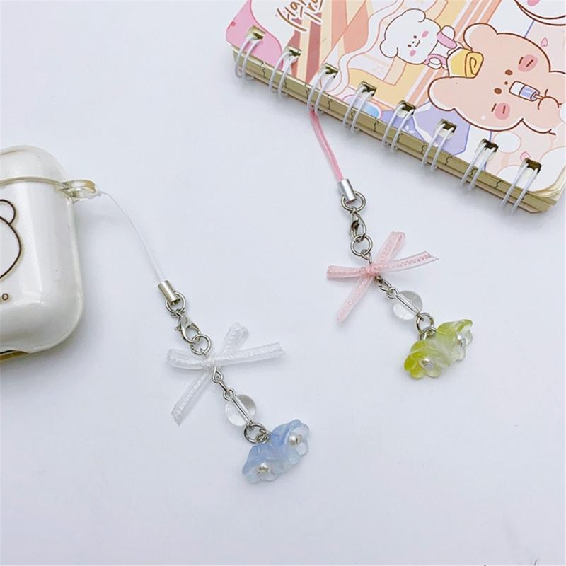 Bowknot Phone Charm Strap Keychain Keyring Lanyard String Flower Phone Chain