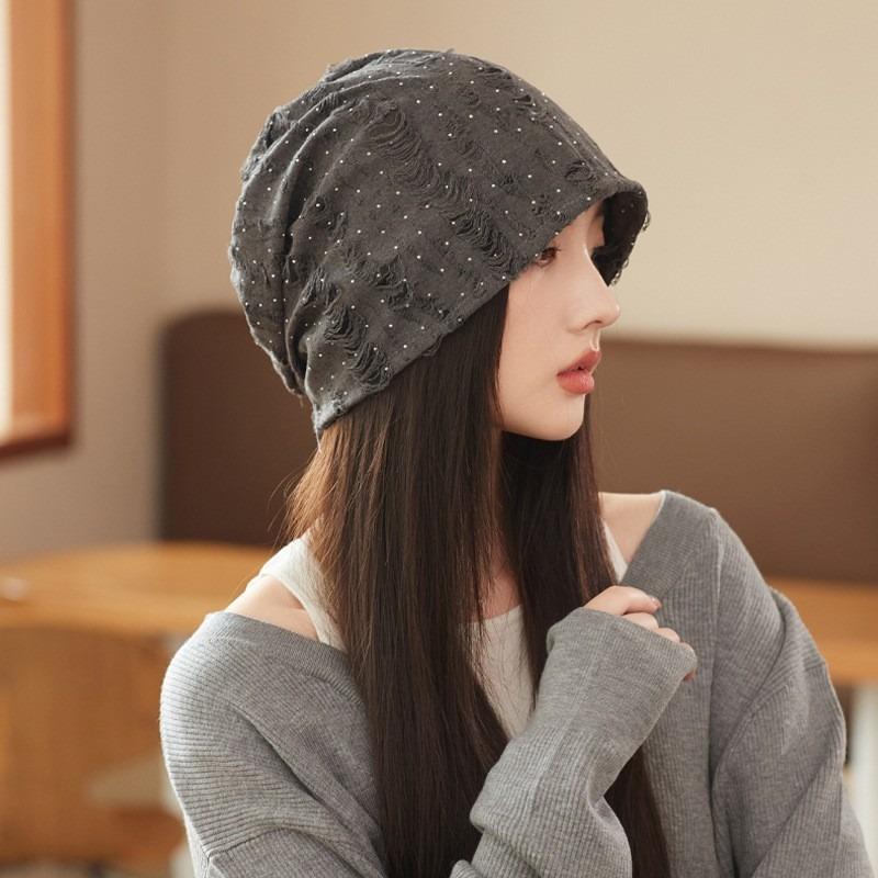 Autumn Hat Female Gypsy Hole Pile Hat Big Head Circumference Show Face Small Baotou Hat Fashion Versatile Cold Hat