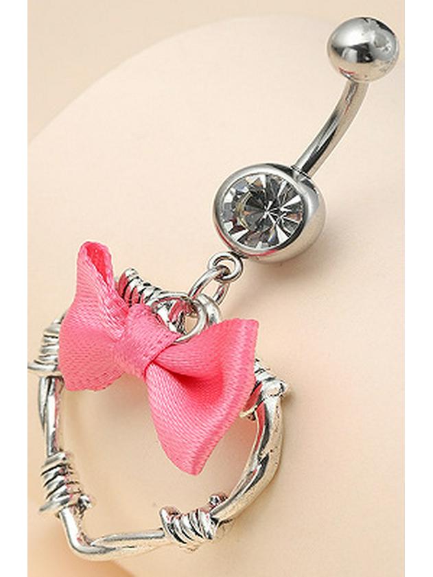 Gaibei Aesthetic Heart-shaped Bow Navel Ring - European, American, Japanese, Korean Styles, Navel Stud Piercing.