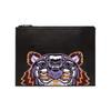 Classic Tiger Head Embroidery Color Block Zip Closure Leather Clutch Men Clutch Black F965PM322L49-99B