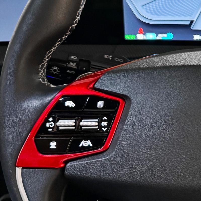 For Kia EV6 Niro SG2 2pcs Red Inner Steering Wheel Button Frame Trim Cover Interior Mouldings Car Upgrade Decoration Accessory