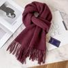 Womens White Wool Scarf Winter Warm Tassel Narrow Couple Style Student Fashion