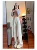 2024 Sommer Weiße High-Waist Wide-Leg Jeans für Damen - Petite, Bodenlang, Schlankmachend, Locker fallende Hose