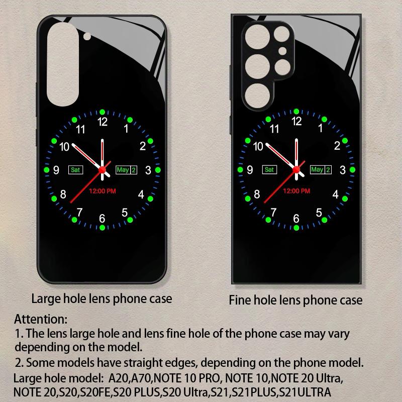 2D Matrix Clock Pattern Mobile Phone Case for Samsung S26 S25 S24 S23 S22 S21 S20 A56 A36 A16 - Glass Protective Cover