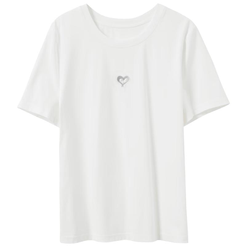 Sancai Women s Plus Size Heart-Print Short Sleeve T-Shirt M