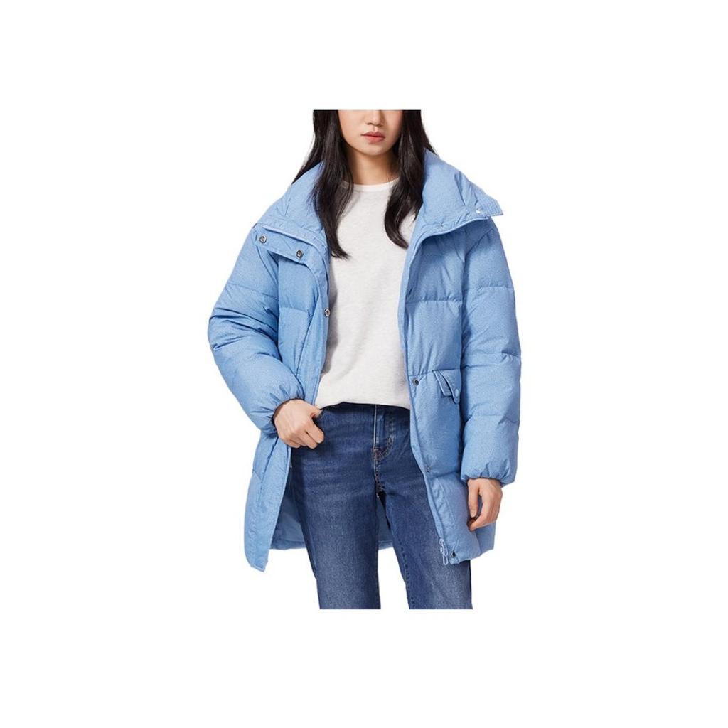 Levis FW22 Solid Color Mid-Length Long Sleeve Down Jacket Women Outerwear Blue A5179-0002