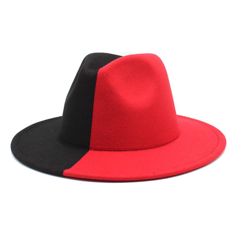 Yin And Yang Color Matching Men'S And Women'S Woolen Felt Hats, Flat-Brimmed Jazz Top Hats