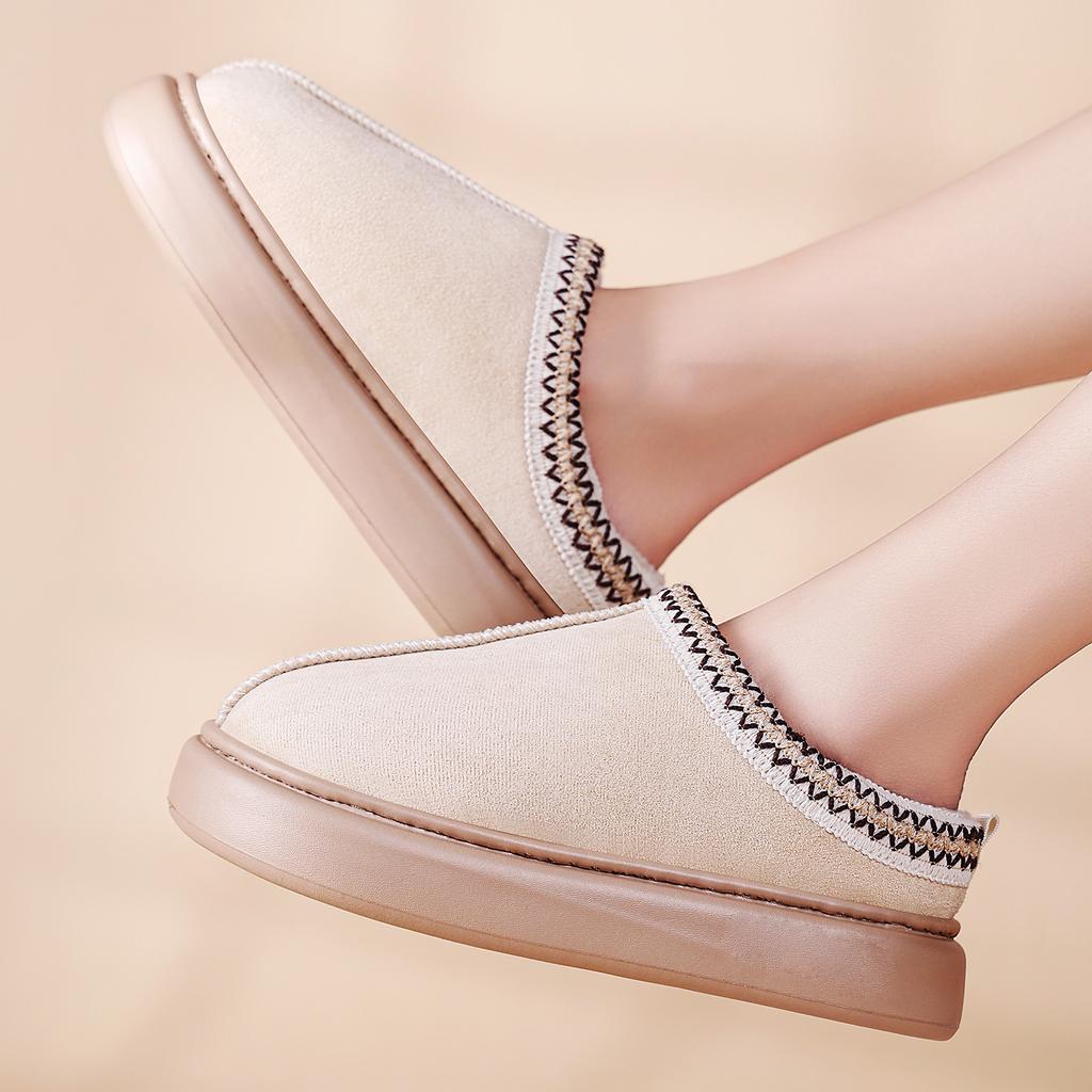 Shoes women's winter velvet thickened cotton shoes half-drag cotton boots large size foreign trade women's boots cold-proof and warm cotton slippers