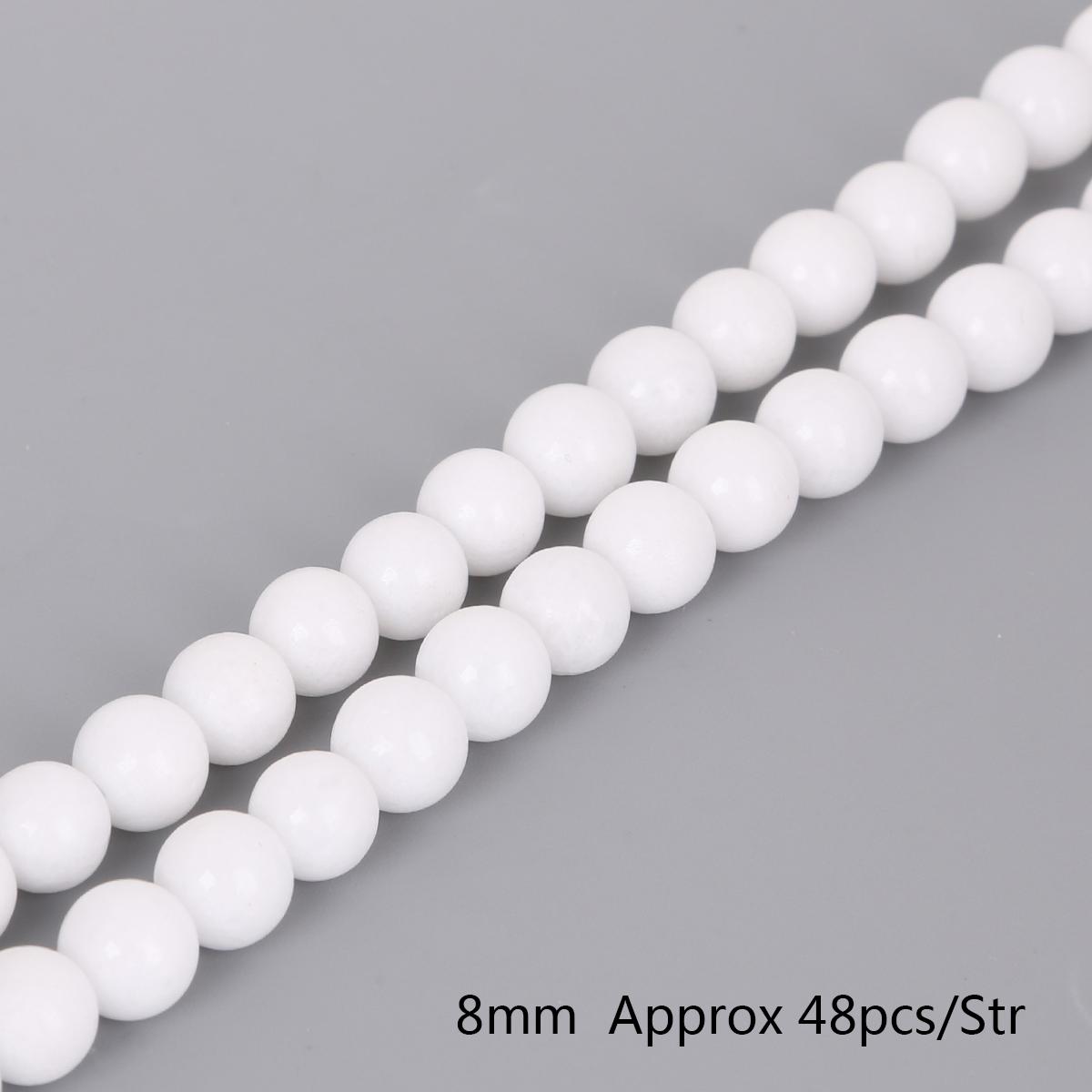 

Бусины из натурального белого камня, свободные круглые бусины-разделители для изготовления ювелирных изделий, 4/6/8/10/12 мм, 15 дюймов, браслет, ожерелье «сделай сам» 8mm 48pcs