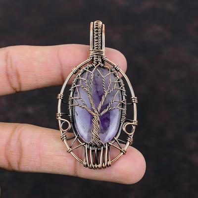 Baum des Lebens Stern Amethyst Anhänger Kupferdraht gewickelter Anhänger Edelstein Neuestes Design Anhänger Kupferschmuck Geschenk für ihn Drahtwickelschmuck