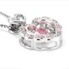 Women Necklace Pink Rhinestone Heart Pendant Adjustable Length Clavicle Necklace Valentines Day Anniversary Gift Wedding