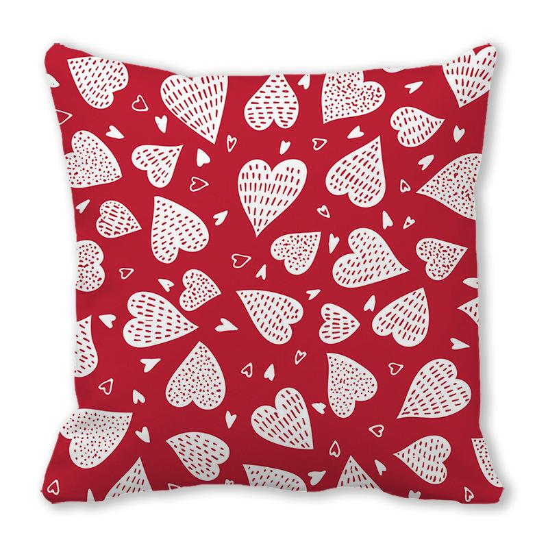 Red Heart Valentine's Day Digital printing short plush pillow covers decorative for car sofa office cushion cover home goods