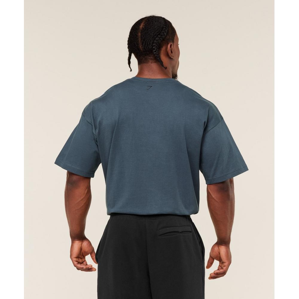 Gymshark Olde English T shirT Gs sTealTh Blue A3b5y Ud6s