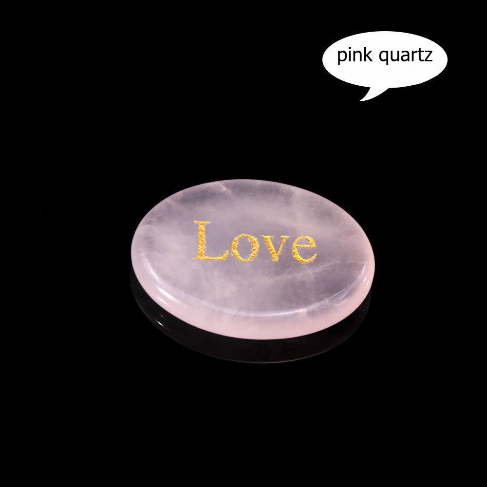 Natural crystal stone, thumb decompression, mixed color, engraving, palm, power stone, oval shape, mixed color crystal piece