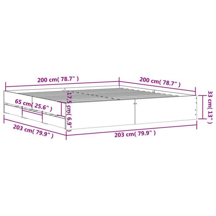 VidaXL Cadre de lit avec tiroirs blanc 200x200 cm bois d'ingénierie 3207245