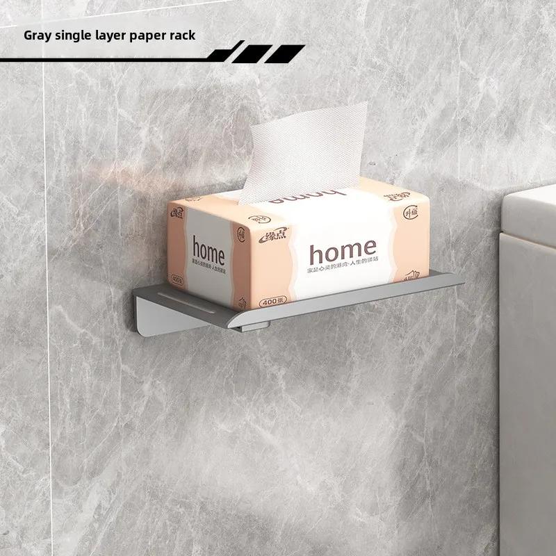 No Punching Toilet Roll Holder Self Adhesive In Bathroom Tissue Paper Holder Plastic Finish Easy Installation Paper Roll Holder