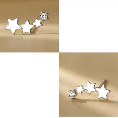 Orecchini a Perno Piercing Stella in Argento Sterling 925 con Zirconi per Donne Ragazze Bambini Fidanzamento Matrimonio Gioielli Trendy Eh1655