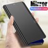 Zrcadlové flip pouzdra pro Xiaomi Redmi Note 14 12 13 Pro Plus 12S 11S 11 10 Redmi 14C 13C 12C Nárazuvzdorný tvrdý zadní kryt z PC
