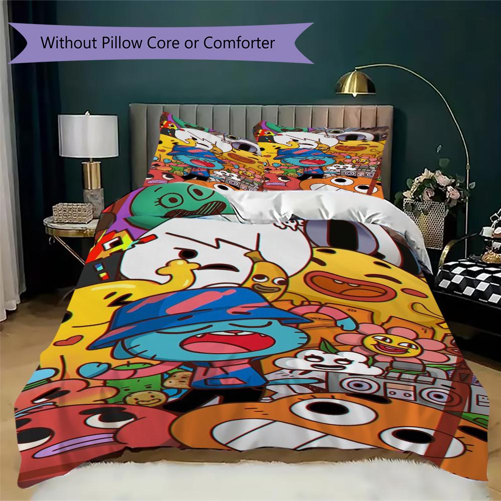 Amazing World Gumball Pattern Bedding uilt Set uilt Cover Pillowcase Home Decoration Birthday Gift (1 * duvet cover + 2 * pillowcase without core)196