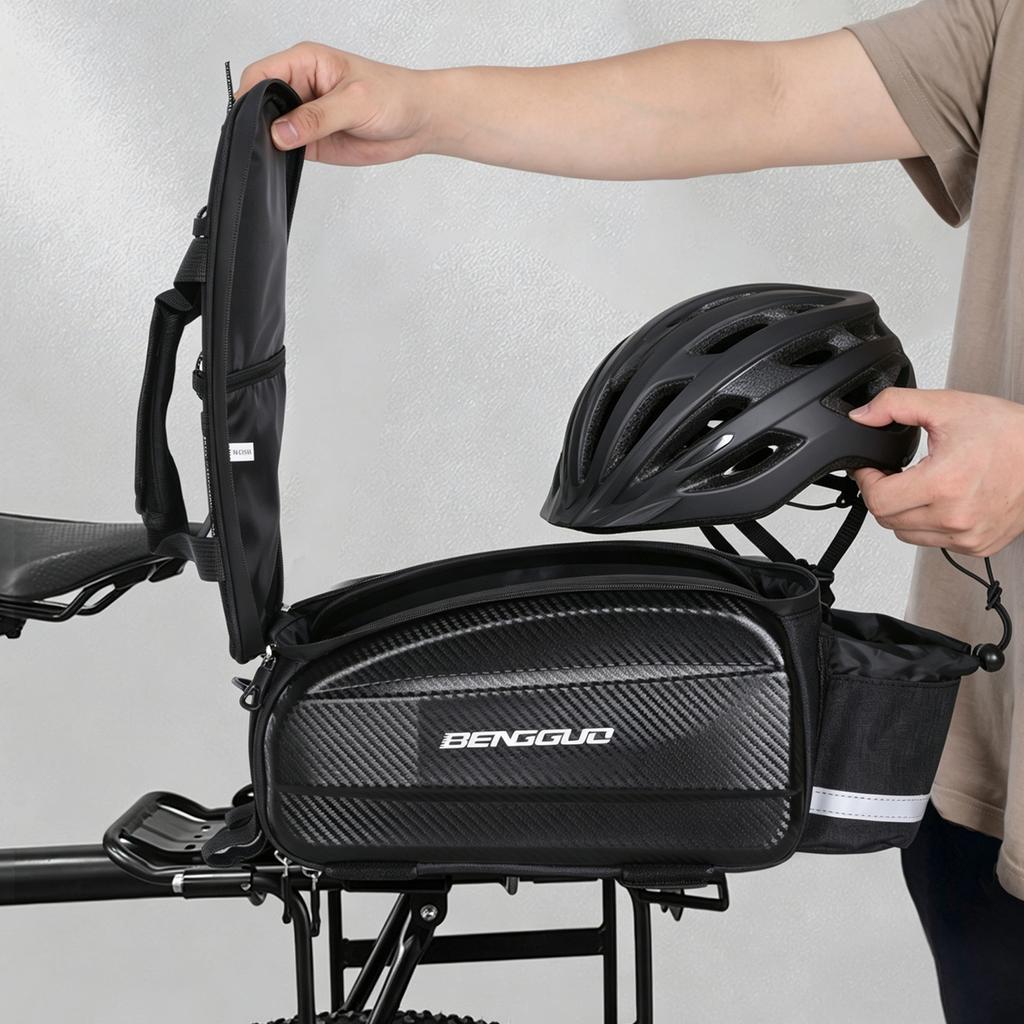 Bicycle Trunk Pannier with Reflector & Shoulder Strap Saddle Seat Bag Carrier Bicycle Bag for Commuter Travel Outdoor Storage