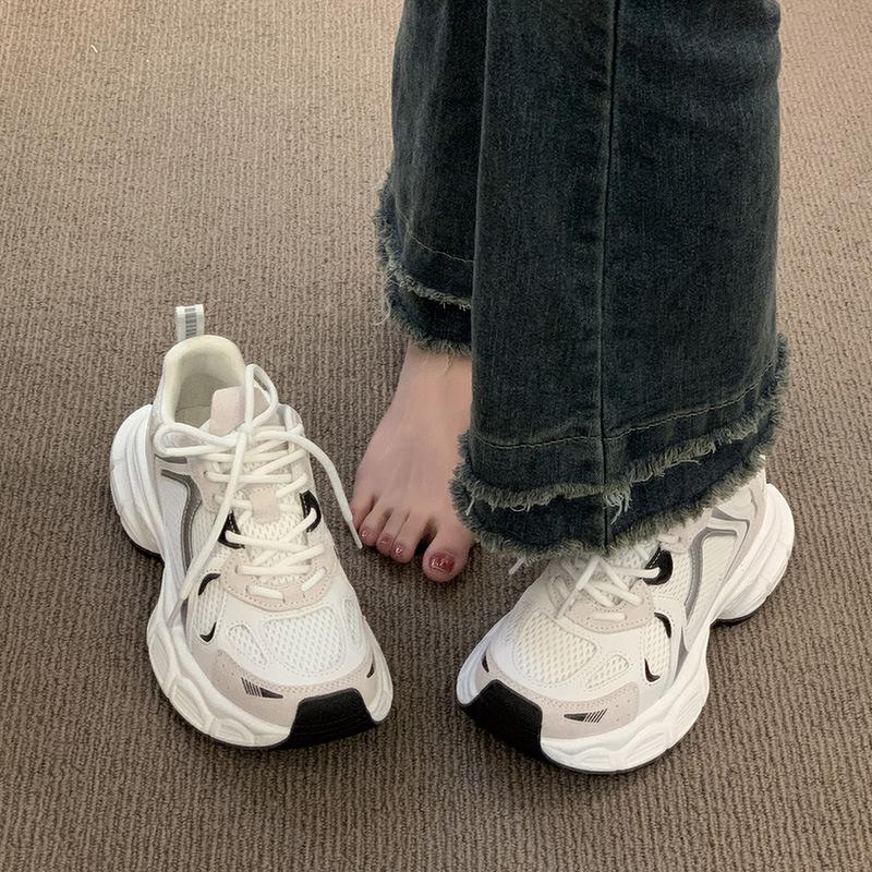 Fried Street Dad Shoes Girl 2025 New Autumn and Winter Versatile Thick-soled Breathable Little White Mesh Shoes Casual Sneakers