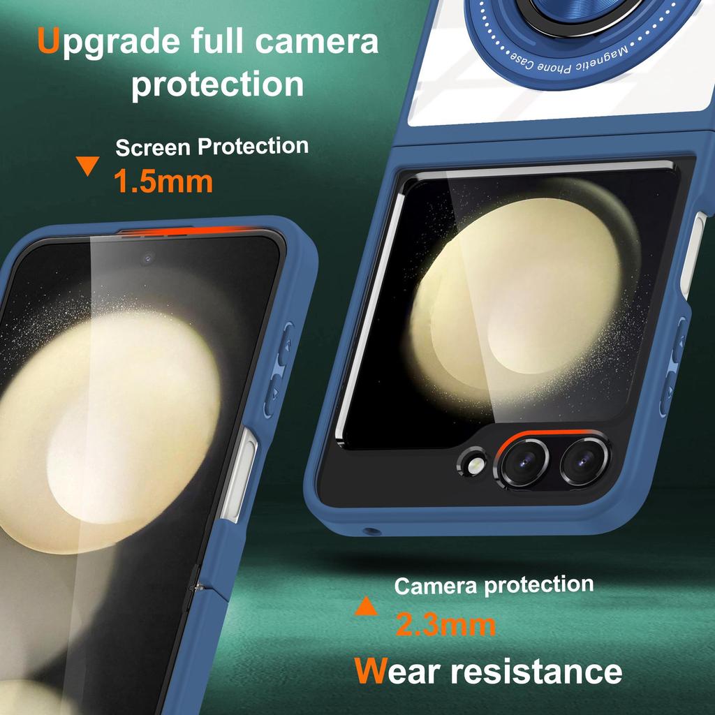 Samsung Z Flip7/6/5 360° Rotating Magnetic Wireless Charging Drop-Proof Clear Case