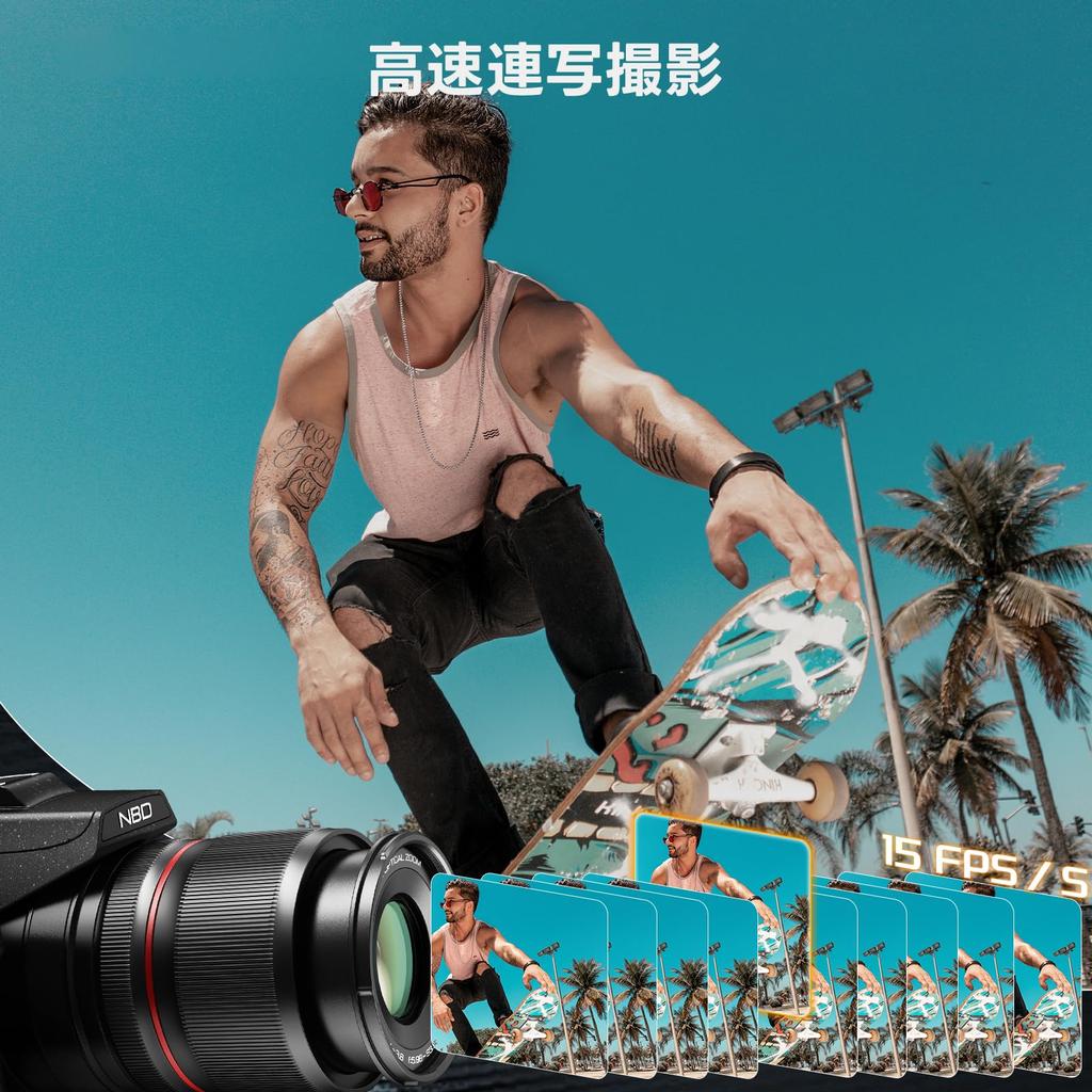 NBD 8K 64MP Digital SLR Camera [Wi-Fi and App Control] 16x Optical Zoom with Autofocus and Image Stabilization  180° Flip-Out Screen & Webcam