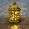 Middle East Arab Metal Vintage Hanging Lamp Hollowed Iron LED Lanterns Battery Operated Home Table Centerpieces Decors