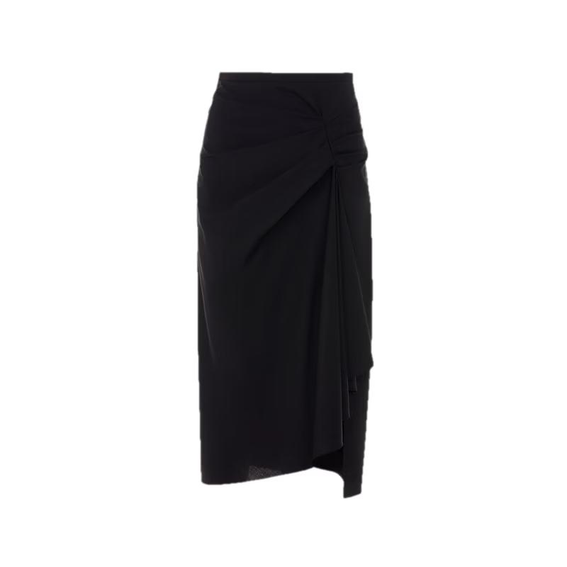 

Langzi Women s Elegant Asymmetrical Pleated Midi Skirt S