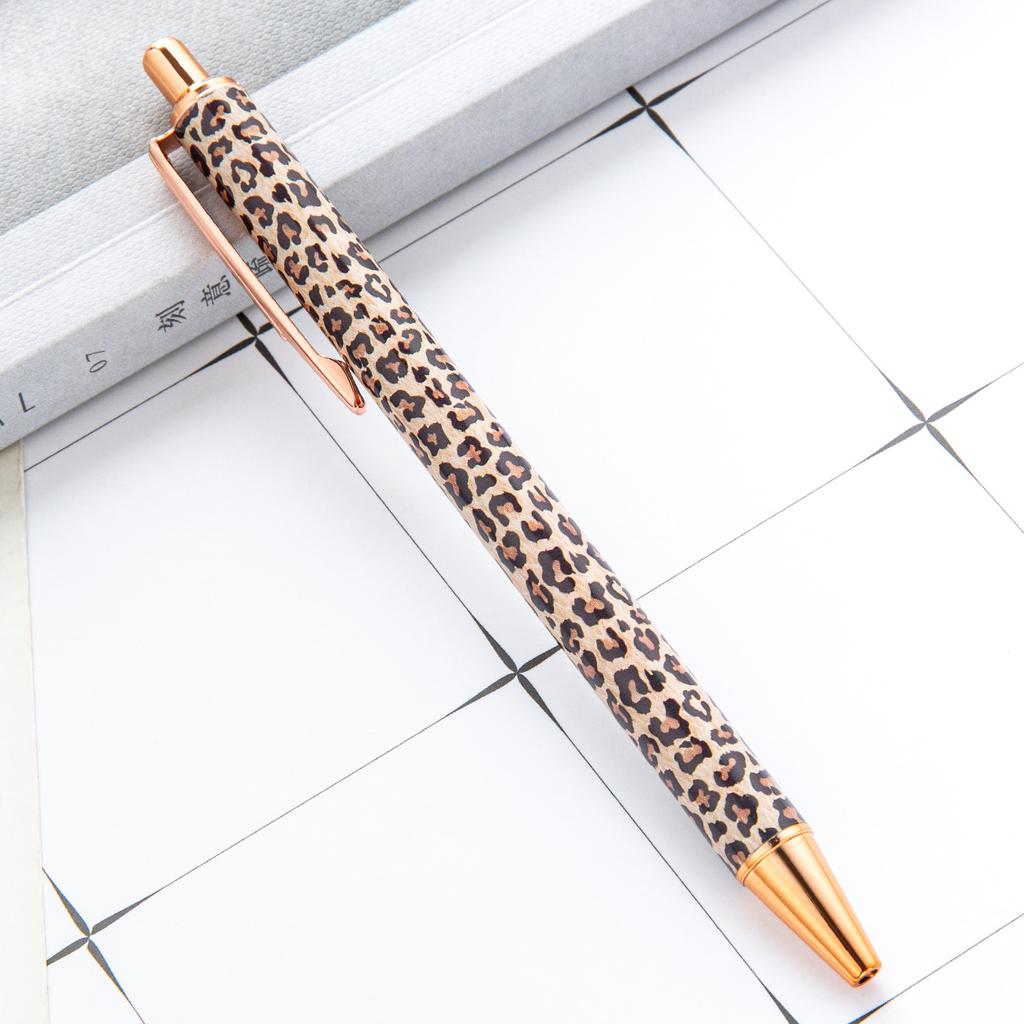 3pcs Trendy Leopard Pattern Pens - Press-on Mechanism with Vibrant Flower Film,Cute Pens Bulk, School Supplies, Creative Writing
