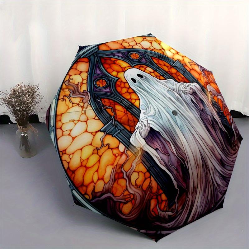 Ghostly Majesty Stained Wall ArtUmbrella, Portable 3-Fold Compact Umbrella,Christmas Gift ES469