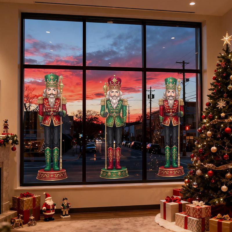 Schiaccianoci Soldato Statico Adesivo da Finestra Rimovibile in PVC Decorazione per Hall Hotel Festival di Natale