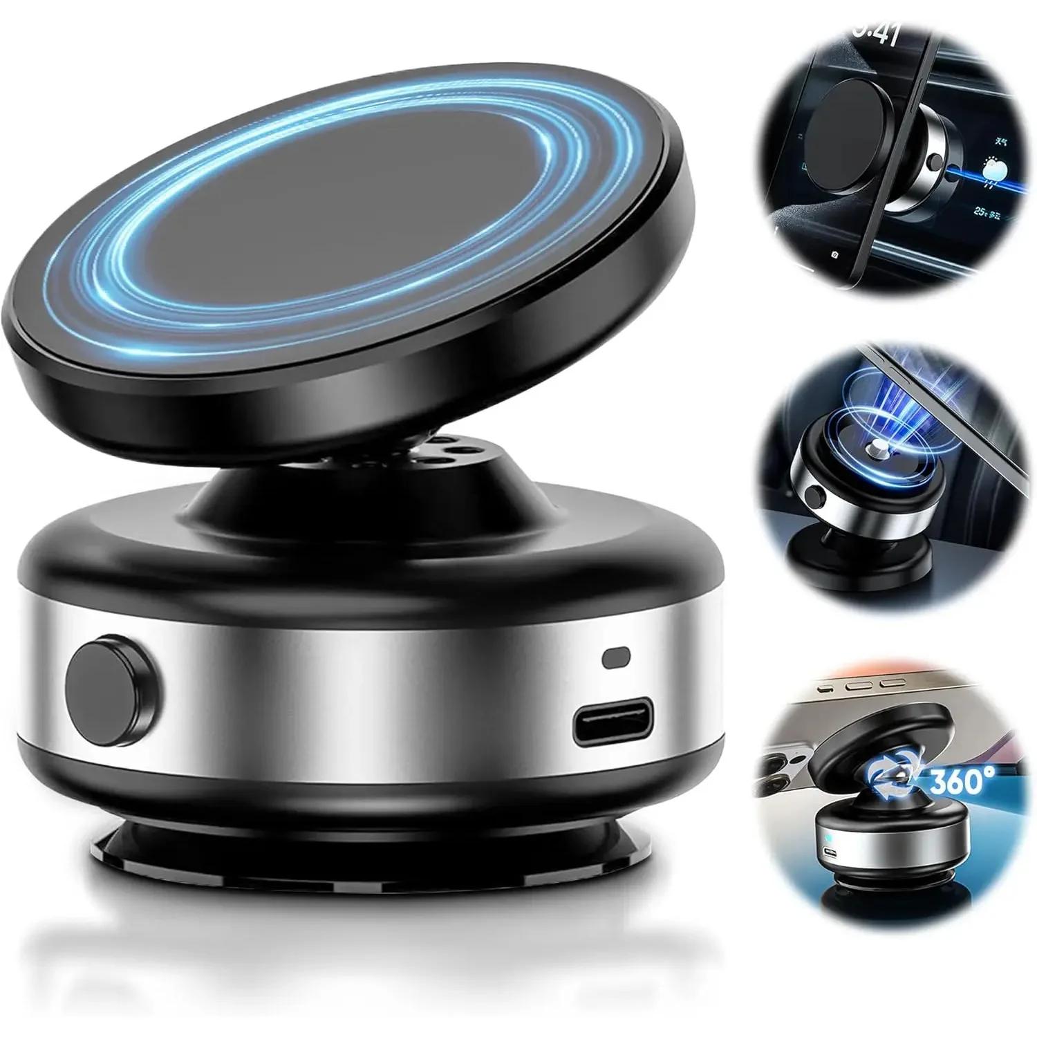 

Electric Vacuum Magnetic Car Mount Stand for Cell Phone 360° Rotation Strong Suction Cup for Magsafe iPhone 17~12 Pro Max Holder