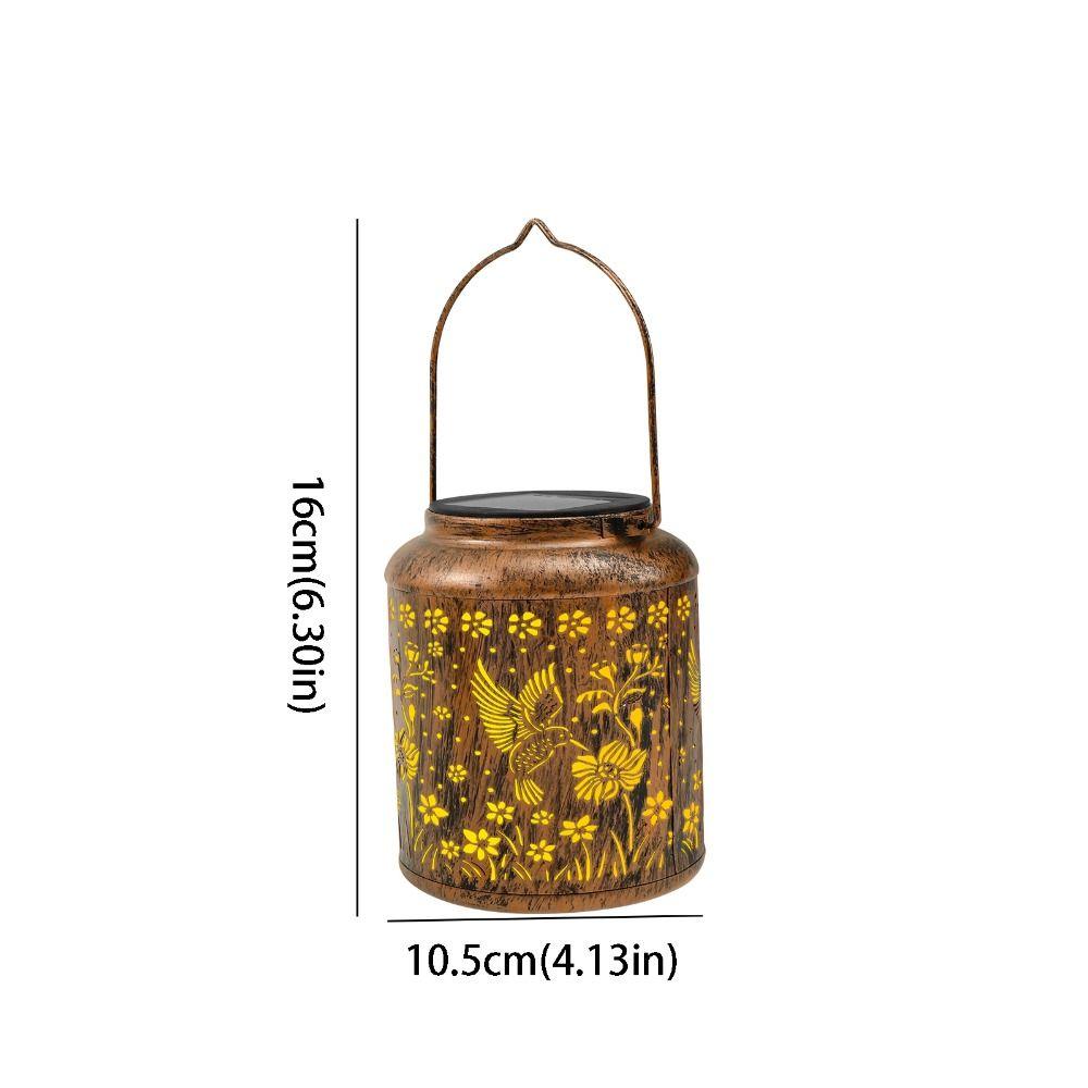 Waterproof Solar Lantern Metal Material Hummingbird Design LED Garden Light Vintage Style Sunflower Shape Outdoor Lantern