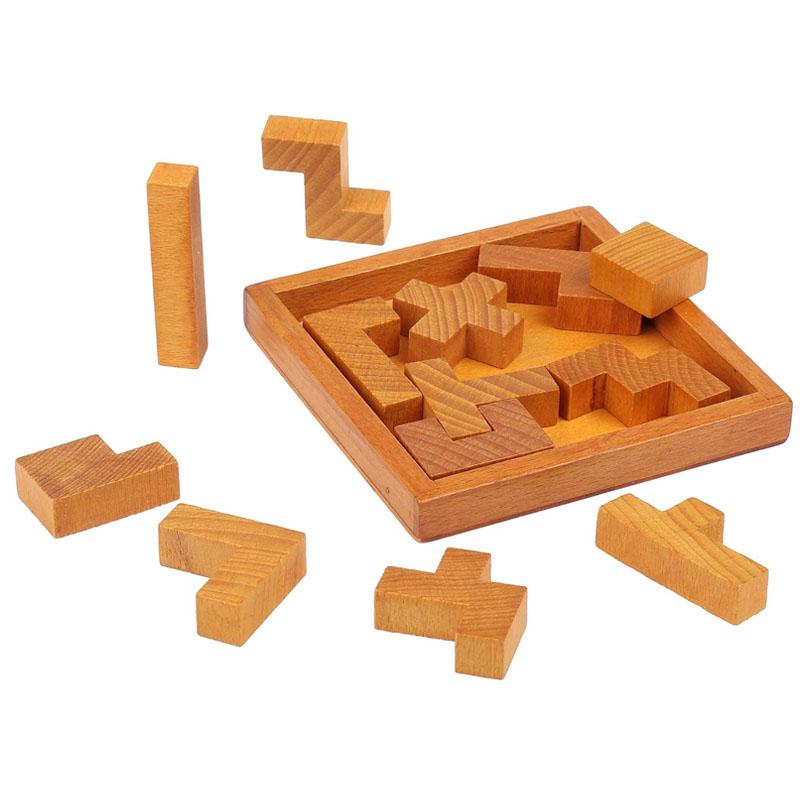 Classic Thirteen Geometric Tangram Wooden Brain Teaser Puzzles for Kids & Adults Impossible IQ Challenge Educational Toys