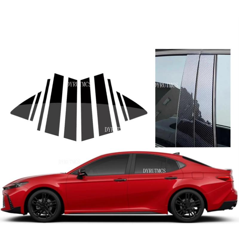 10PCS Glossy Black Pillar Post Fit For Toyota Camry XV80 2024-2026 Window Door Cover Trim Decoration Stickers Silver Carbon