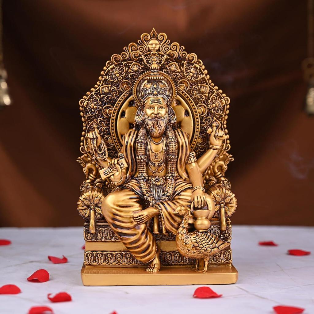 Lord Vishwakarma Idol Brahma Ji Murti Bhagwan Vishwakarma Murti for Car Dashboard and Home Decor (Vishwakarma Ji 4 Inch)