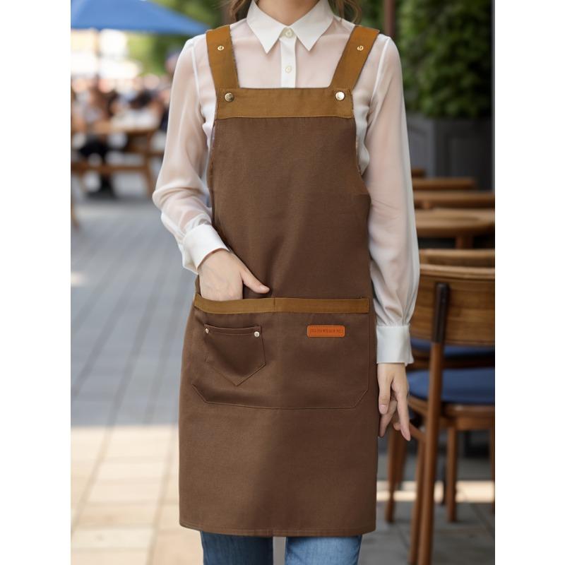 1pc Unisex Adjustable Apron with Pockets,Polyester 100% Non-Stretch, Regular Fit, Sleeveless, H-Shaped Hem, Woven for Cooking, Baking,Restaurant Staff