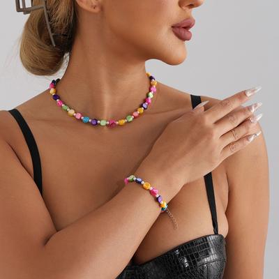 Bohemian Ethnic Style Mixed Color Pearl Shell Necklace Female Style Simple Beach Collarbone Chain